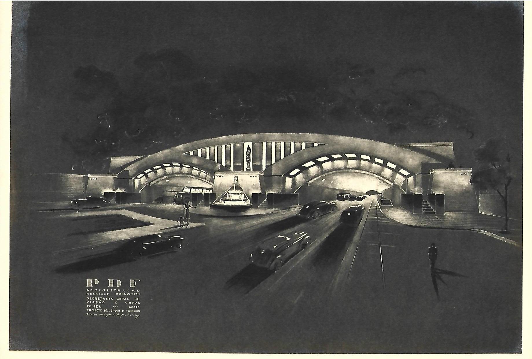 Embelezamento dos túneis do Leme Lado de Copacabana. Projeto de Gerson, 1942